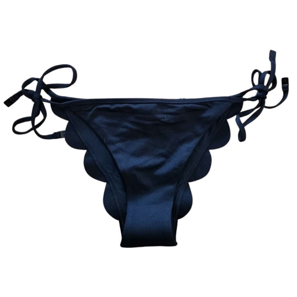 NWOT Seafolly Petal Edge Brazilian Size Tie Bikini Bottom in Navy Sz. 4 - Picture 4 of 5